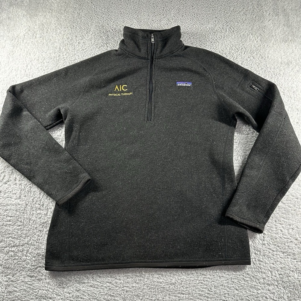 Patagonia Better Sweater Womens Large Black 1/4 Zip Fleece Pull Over Heavyweight